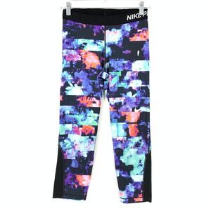 Nike Leggings Women's Size M Dri-Fit High Rise Floral Printed Pull-On Crop Black
